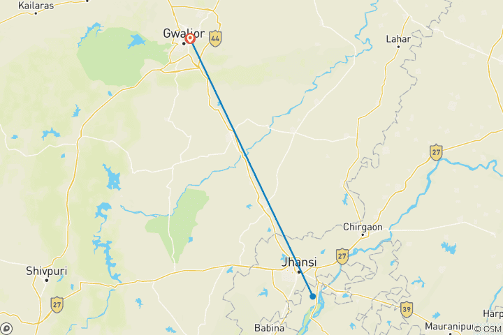 Kaart van Erfgoedverkenning Orchha&Gwalior