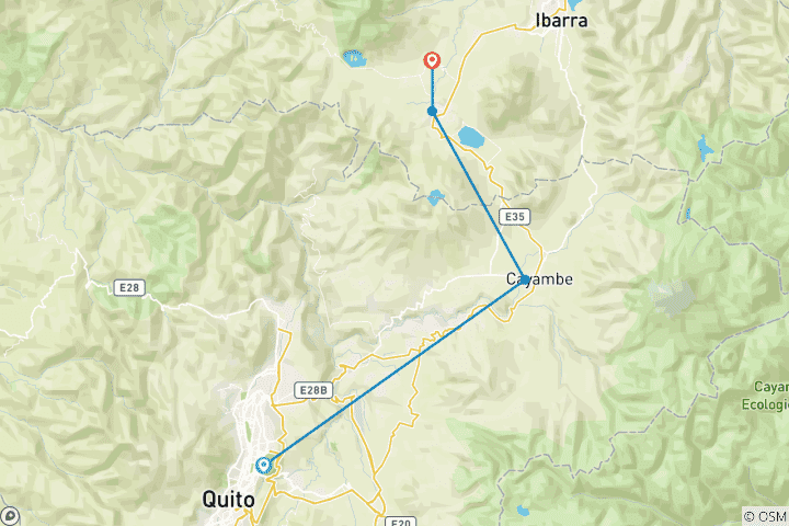 Map of Otavalo Shared Tour from Quito