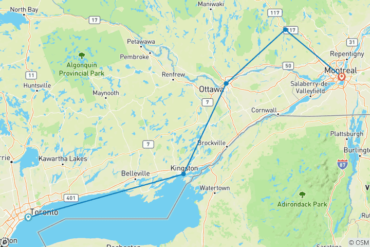 Carte du circuit The Sky's The Limit : L'Est du Canada en design