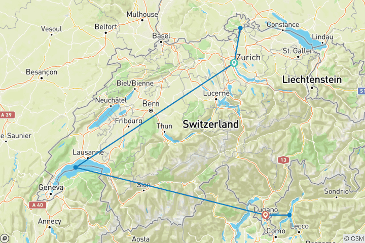 Map of Swiss Sational: Switzerland & Lake Como By Design