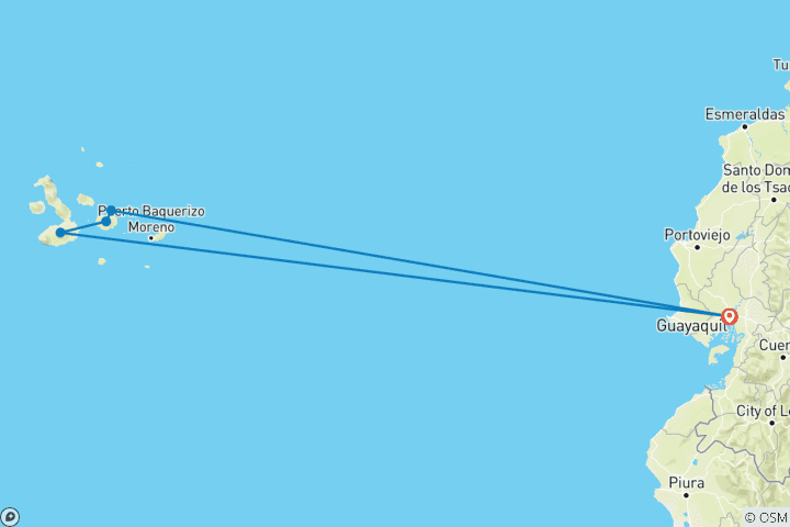 Carte du circuit Circuit de 8 jours aux Galápagos