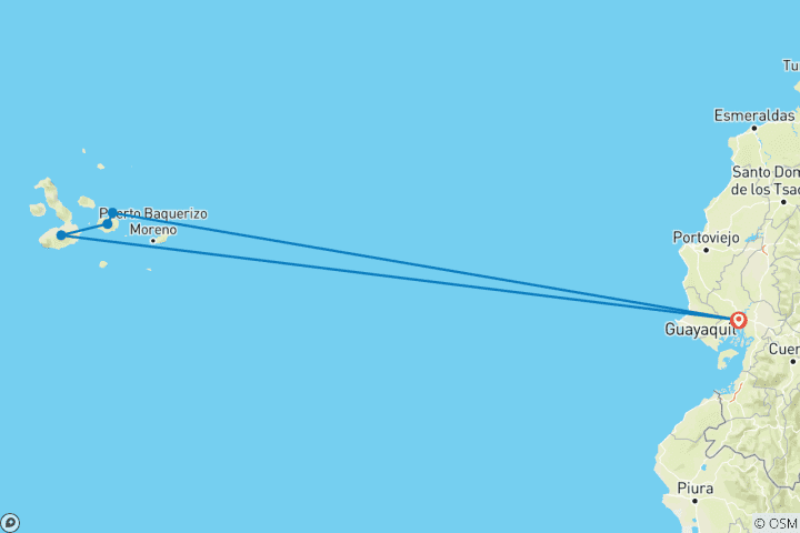 Carte du circuit Circuit de 8 jours aux Galápagos