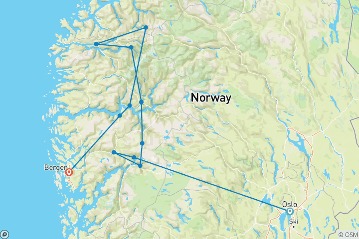 Map of Norway: Fjords and Glaciers