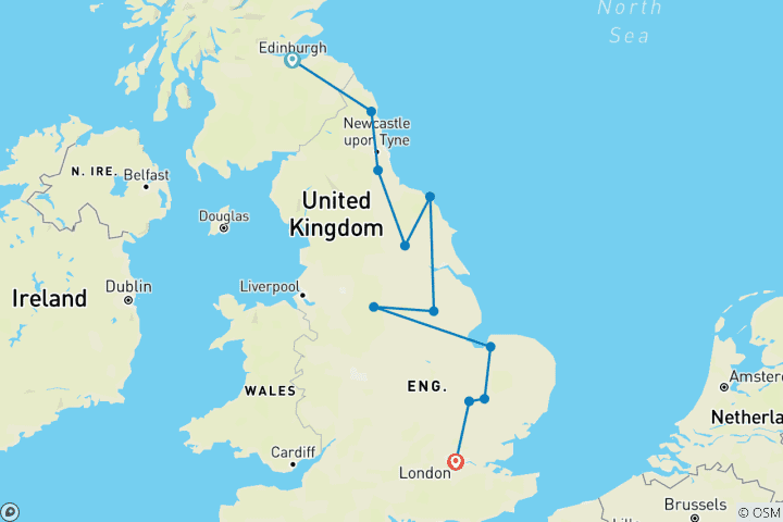 Carte du circuit L'enchantement de l'Est de l'Angleterre