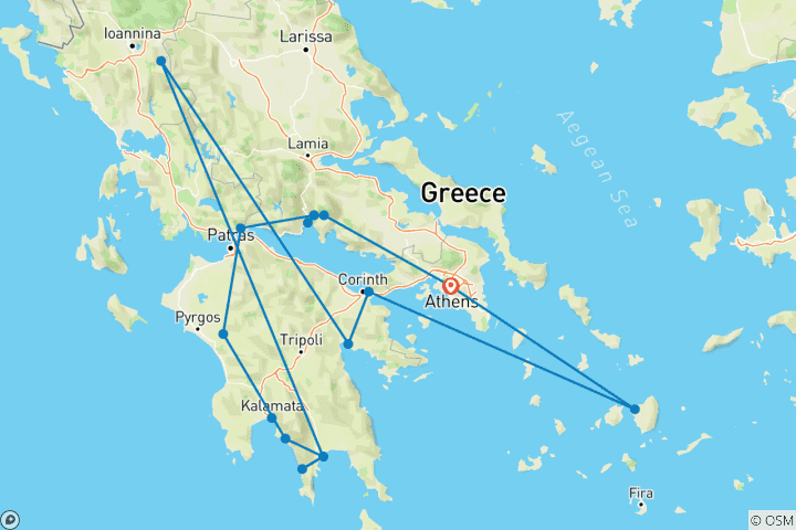 Carte du circuit Grèce : Légendes et paysages