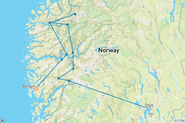 Map of Norway: Fjords and Glaciers