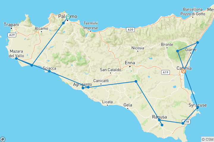 Carte du circuit Splendeurs de la Sicile