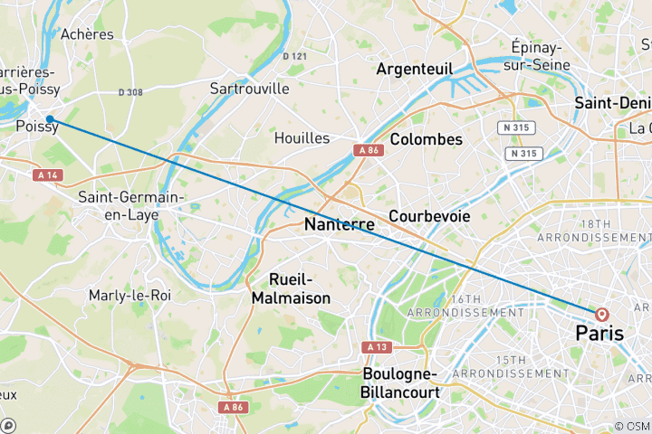 Carte du circuit Week-end festif sur la Seine (croisière de port à port)