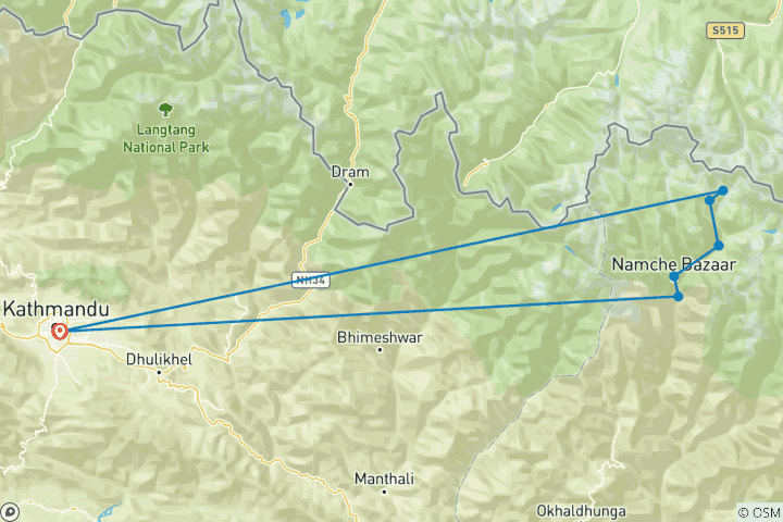 Map of Luxury Everest Base Camp Trek and Direct by Helicopter to Kathmandu - 11 days