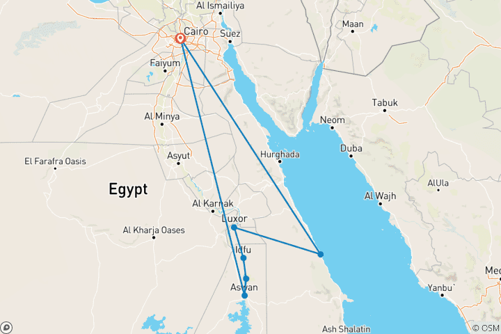 Karte von Jana Holiday: Luxuriöse Kairo, Nilkreuzfahrt, Marsa Alam Abenteuerreise (mit Inlandsflug) - 9 Tage