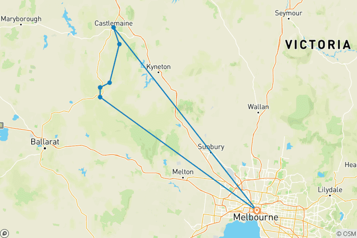 Map of Daylesford & Goldfields Track Hiking Tour