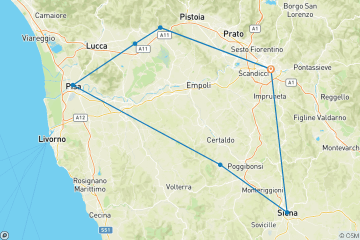 Carte du circuit La Toscane, un coup de foudre !