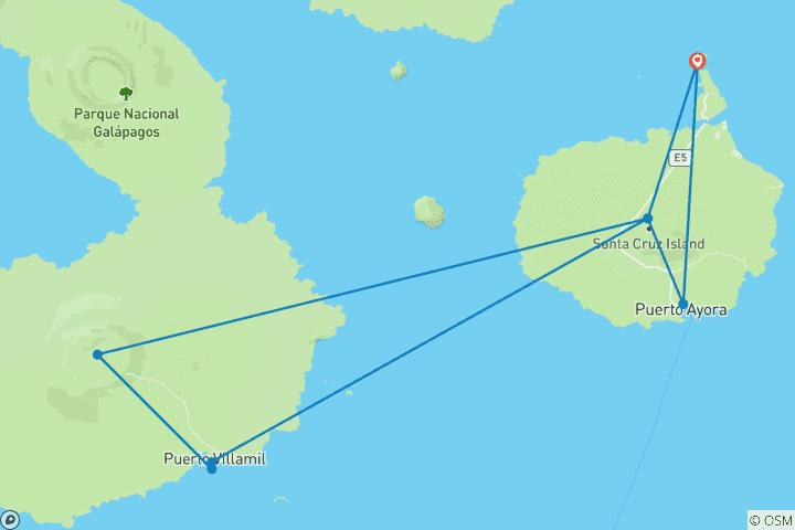 Mapa de Galápagos de isla en isla con un presupuesto - 7 días