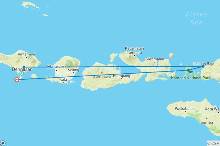 Carte du circuit Explorer Bali et l'île de Komodo