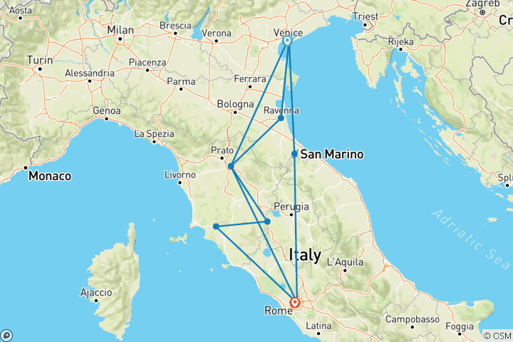 Map of Best of Italy  (Venice to Rome) (2024) (Standard)