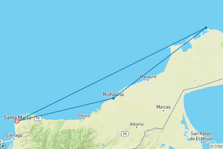 Map of 3 Days La Guajira