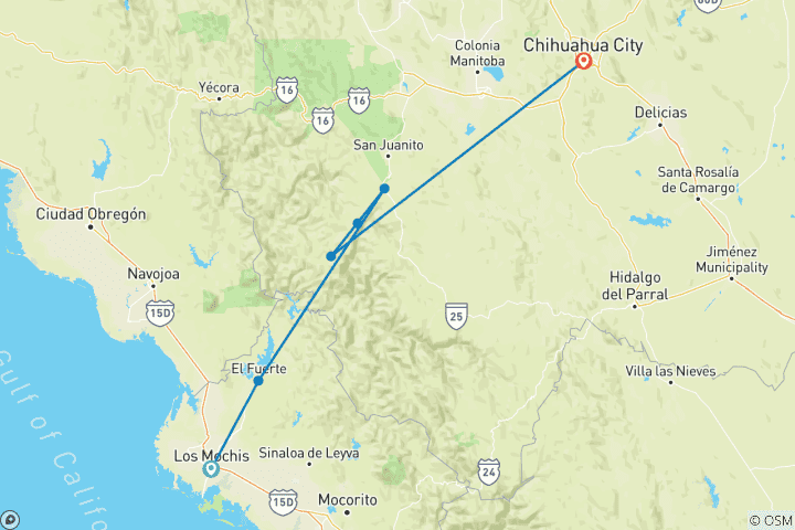 Map of Mexico's Copper Canyons