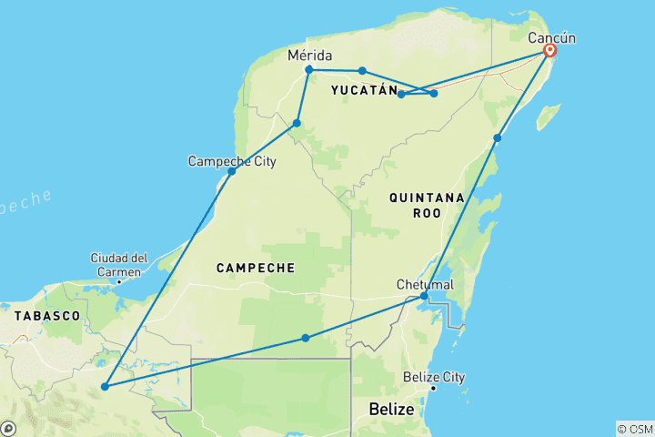 Karte von Yucatán Highlights