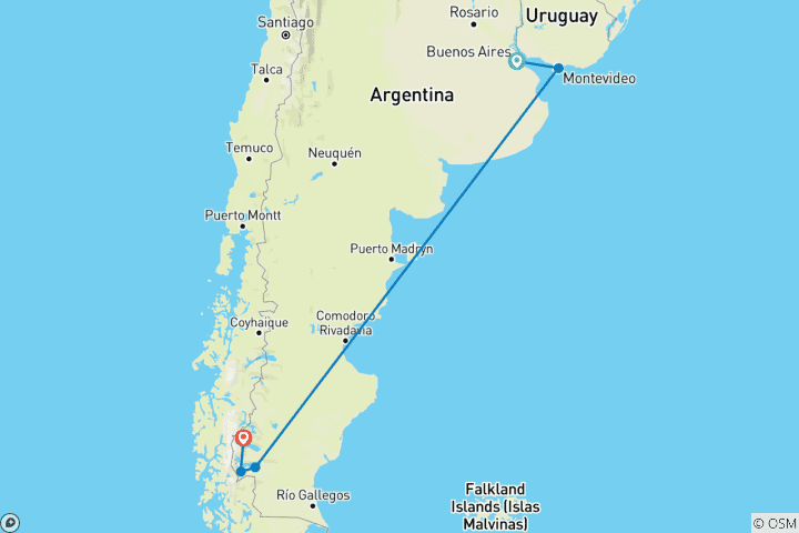 Carte du circuit Aventure argentine : Buenos Aires et Patagonie