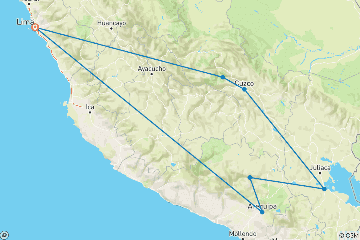 Karte von Höhepunkte Perus