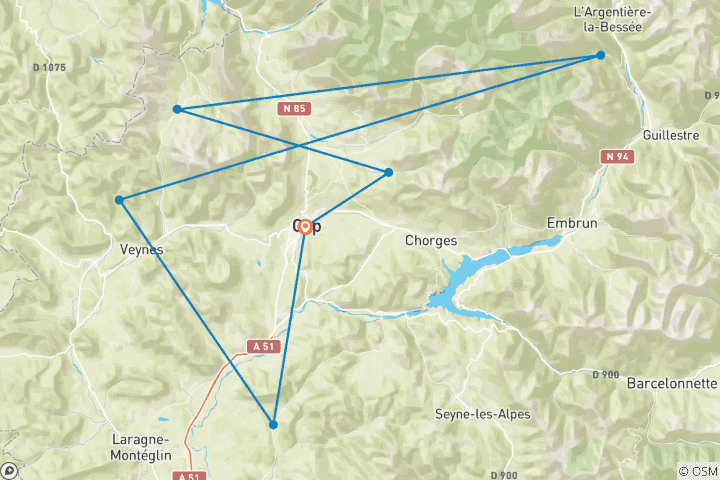 Map of Via Ferrata Short Break in the French Alps