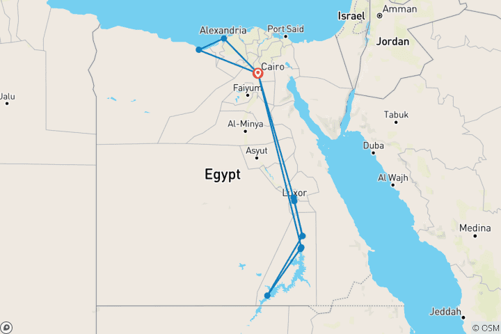 Map of Alexandria, Ancient Egypt & Nile Cruising - 13 days