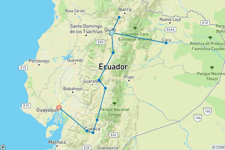 Karte von Ecuadors Anden & Amazonas