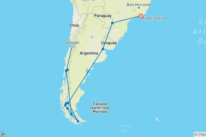 Carte du circuit Des grandes eaux au bout du monde