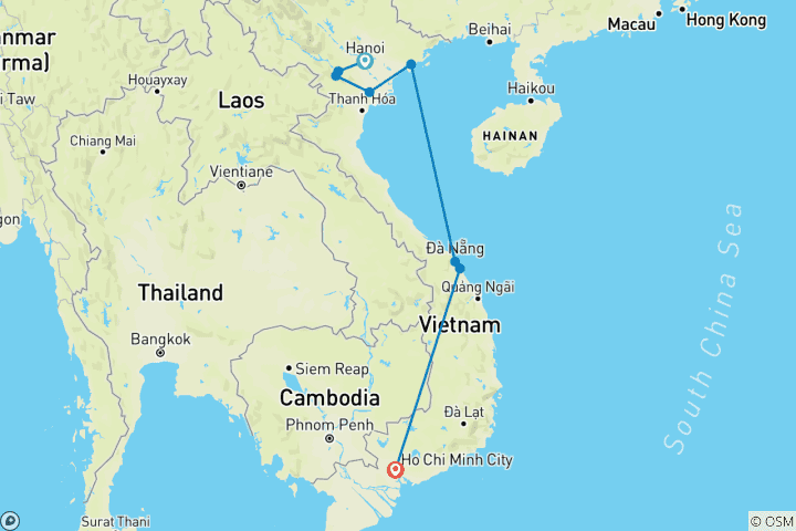 Map of Vietnam Hidden Harmony - Private Tour