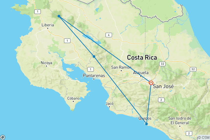 Map of Pure nature Costa Rica