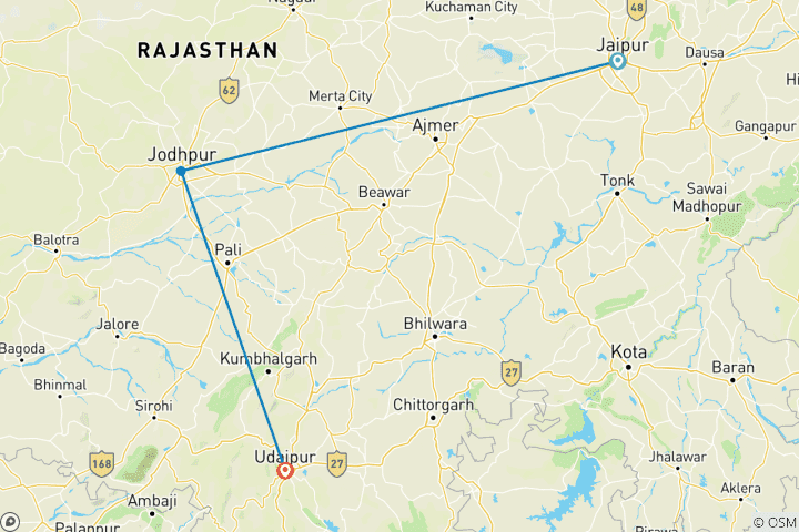 Kaart van Budgetvriendelijk Rangilo Rajasthan