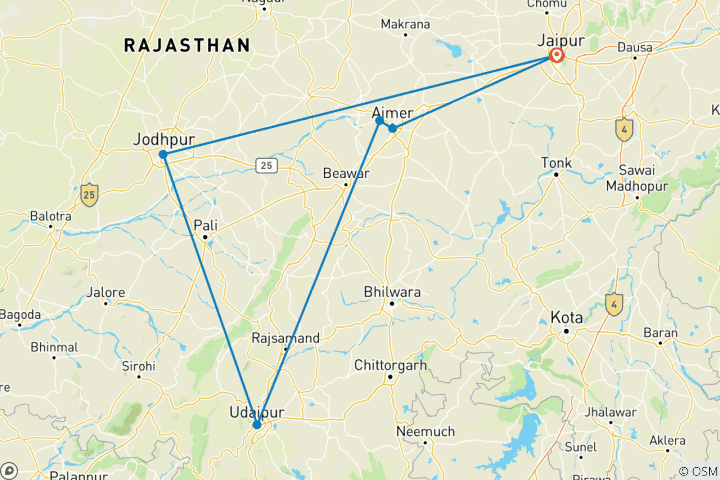 Map of Budget Friendly Short Trip to Rajasthan
