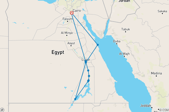 Map of Magic of Egypt (with free All inclusive upgrade hurghada hotel) 12 Days