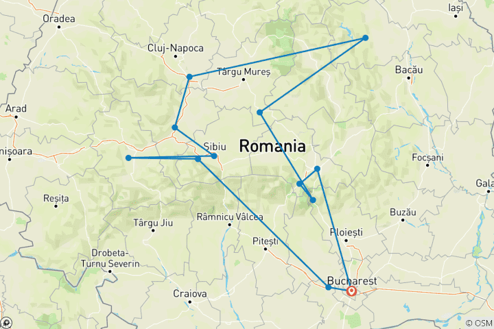 Carte du circuit Circuit Dracula de 9 jours en Transylvanie