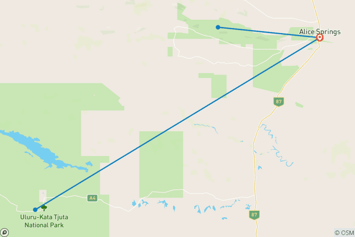 Carte du circuit Escapade dans le Territoire du Nord avec visite d'Uluru