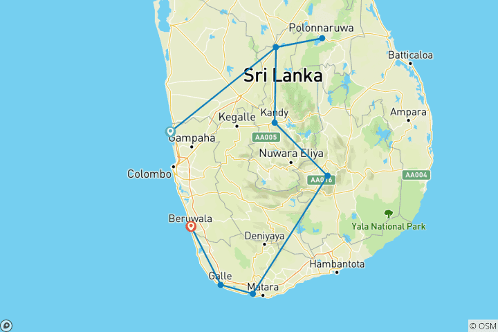 Karte von Faszinierendes Sri Lanka - 11 Tage