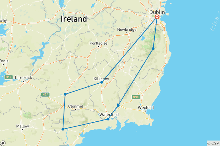 Mapa de El antiguo oriente de Irlanda