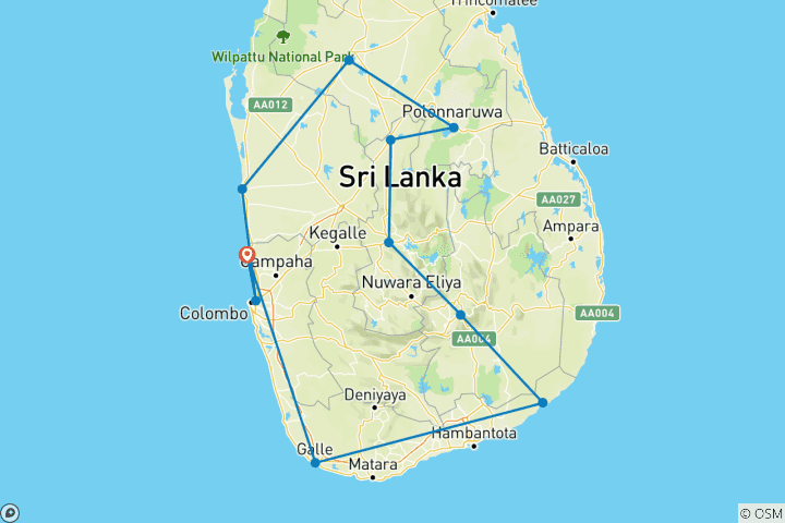 Karte von Sri Lanka enthüllt: Strände, Wildnis und historische Schätze - 18 Tage