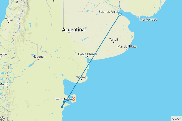 Kaart van Buenos Aires & Puerto Madryn