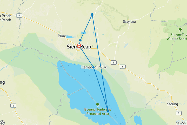 Carte du circuit Circuit privé de 5 jours à Angkor Wat pour tous les sites emblématiques du Cambodge
