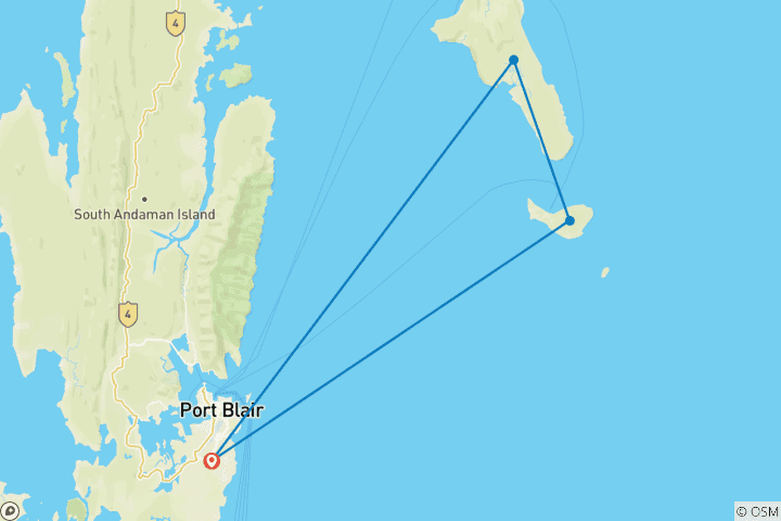 Map of Port Blair Tour with Havelock Island