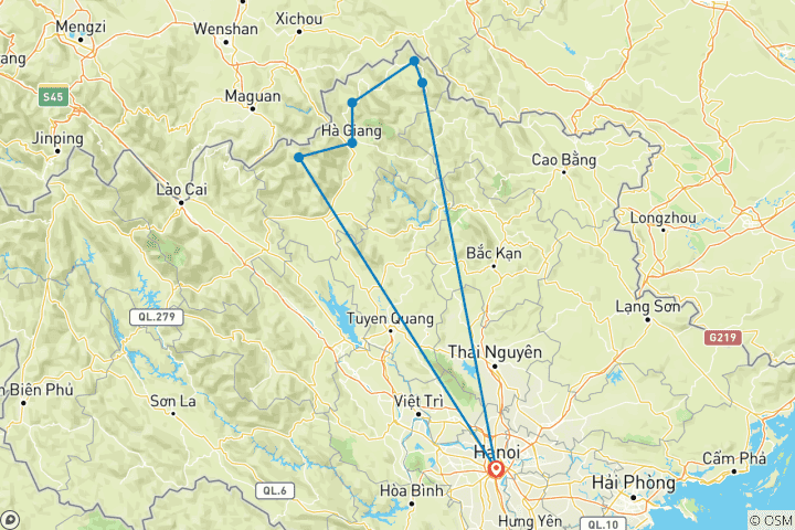 Mapa de Hoang Su Phi - Ha Giang 5 días 4 noches