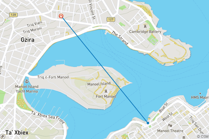 Map of Malta Island Break, 7 Days