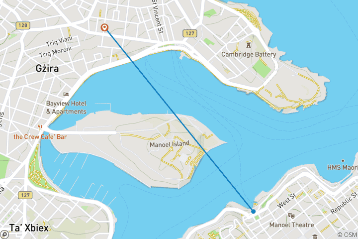 Map of Malta Island Short Break, 4 Days