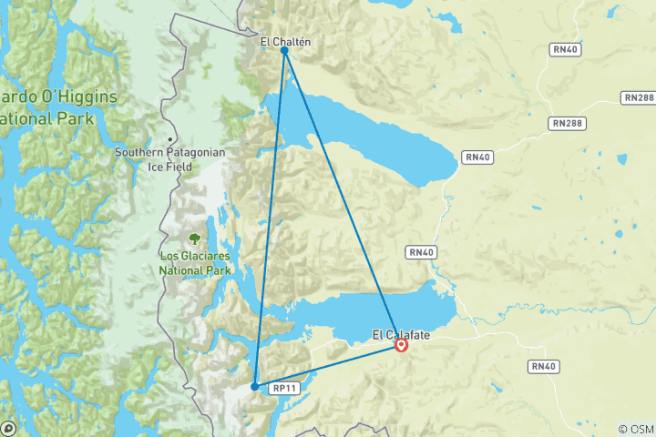 Map of Group Tour - Glaciers and Peaks