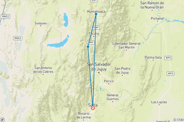 Map of Enchanting North - Quebrada de Humahuaca