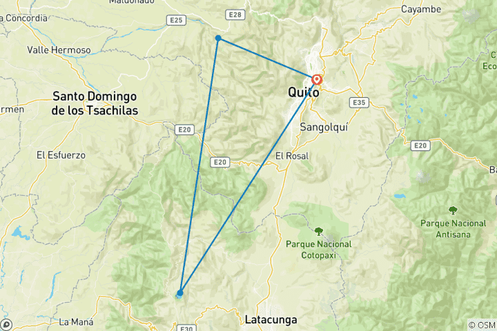 Map of 5 Days Ecuador Tour Through Culture and Nature