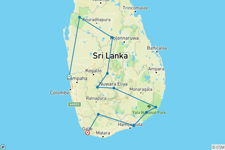 Carte du circuit Sri Lanka Chirping Trails