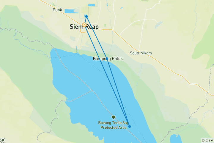 Kaart van Het beste van Siem Reap: 2-daagse privétour langs Angkor tempels & drijvend dorp