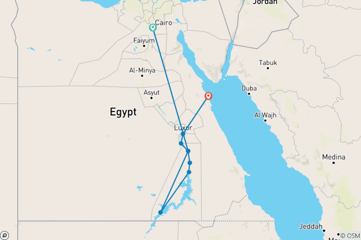 Map of Egyptian Highlights W/Full Board Nile Cruise